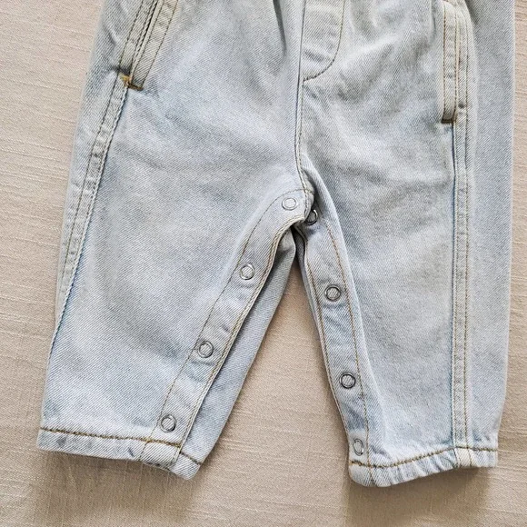 Vintage Guess Leather Patch Clip Overalls 6 months - Picture 5 of 11